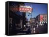 Pawnbroker Shop Sign Prominent Along a Street in Memphis-null-Framed Stretched Canvas