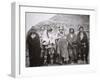 Pawnee People in Front of a Tribal Earth Lodge, C.1869 (B/W Photo)-William Henry Jackson-Framed Giclee Print