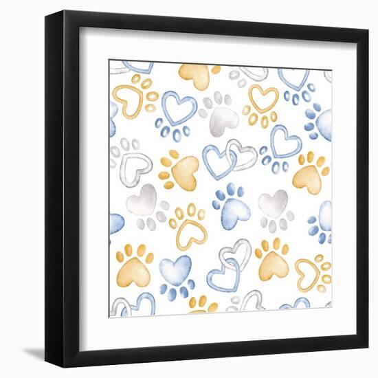 Paws and Hearts Pattern-Andi Metz-Framed Art Print