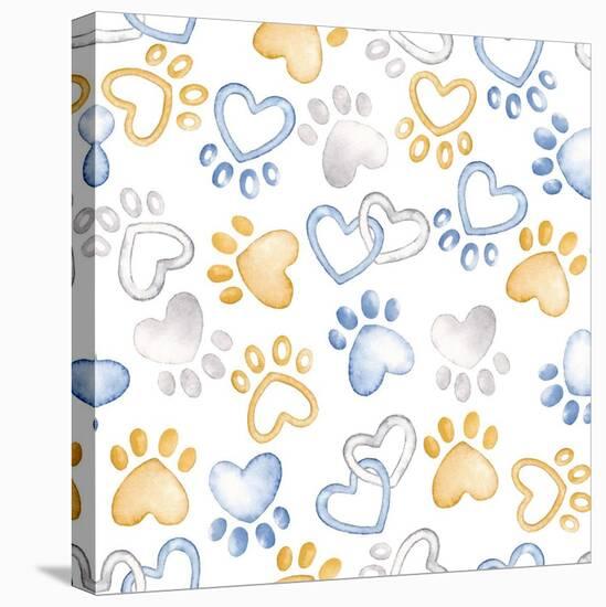Paws and Hearts Pattern-Andi Metz-Stretched Canvas