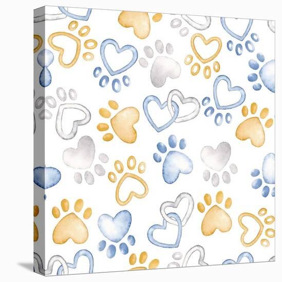 Paws and Hearts Pattern-Andi Metz-Stretched Canvas