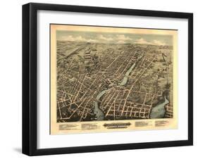 Pawtucket, Rhode Island - Panoramic Map-Lantern Press-Framed Art Print