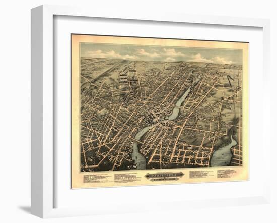 Pawtucket, Rhode Island - Panoramic Map-Lantern Press-Framed Art Print