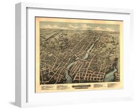 Pawtucket, Rhode Island - Panoramic Map-Lantern Press-Framed Art Print