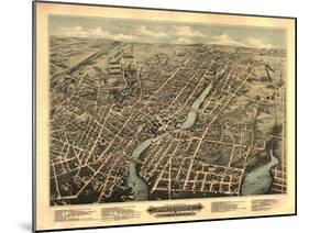 Pawtucket, Rhode Island - Panoramic Map-Lantern Press-Mounted Art Print