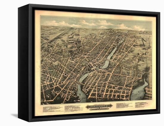 Pawtucket, Rhode Island - Panoramic Map-Lantern Press-Framed Stretched Canvas