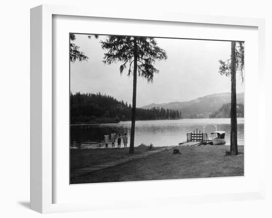 Payette Lake, ID View of Johnson Beach Photograph - Payette Lake, ID-Lantern Press-Framed Art Print