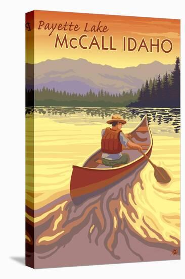 Payette Lake - McCall, Idaho - Canoe Scene-Lantern Press-Stretched Canvas