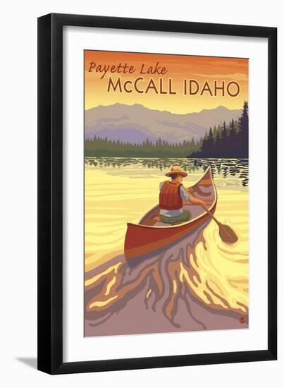 Payette Lake - McCall, Idaho - Canoe Scene-Lantern Press-Framed Art Print