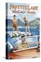 Payette Lake, McCall, Idaho - Water Skiing Scene-Lantern Press-Stretched Canvas