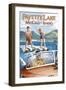 Payette Lake, McCall, Idaho - Water Skiing Scene-Lantern Press-Framed Art Print