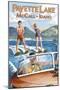 Payette Lake, McCall, Idaho - Water Skiing Scene-Lantern Press-Mounted Art Print