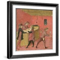 Payment of Salaries to the Night Watchmen in the Camera del Comune of Siena,1440-60-Italian School-Framed Giclee Print