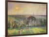 Paysage a Eragny: eglise et ferme d'Eragny. Landscape at Eragny, France. Oil on canvas (1895)-Camille Pissarro-Framed Giclee Print