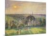 Paysage a Eragny: eglise et ferme d'Eragny. Landscape at Eragny, France. Oil on canvas (1895)-Camille Pissarro-Mounted Giclee Print