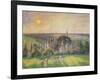 Paysage a Eragny: eglise et ferme d'Eragny. Landscape at Eragny, France. Oil on canvas (1895)-Camille Pissarro-Framed Premium Giclee Print