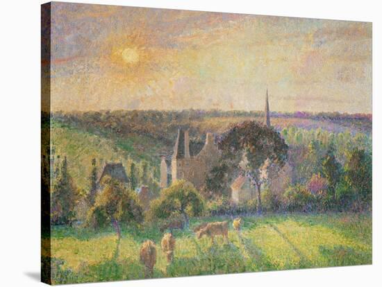 Paysage a Eragny: eglise et ferme d'Eragny. Landscape at Eragny, France. Oil on canvas (1895)-Camille Pissarro-Stretched Canvas