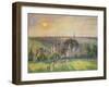 Paysage a Eragny: eglise et ferme d'Eragny. Landscape at Eragny, France. Oil on canvas (1895)-Camille Pissarro-Framed Giclee Print