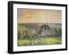 Paysage a Eragny: eglise et ferme d'Eragny. Landscape at Eragny, France. Oil on canvas (1895)-Camille Pissarro-Framed Giclee Print