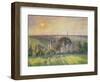 Paysage a Eragny: eglise et ferme d'Eragny. Landscape at Eragny, France. Oil on canvas (1895)-Camille Pissarro-Framed Giclee Print