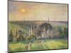 Paysage a Eragny: eglise et ferme d'Eragny. Landscape at Eragny, France. Oil on canvas (1895)-Camille Pissarro-Mounted Giclee Print