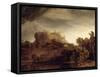 Paysage au château-Rembrandt van Rijn-Framed Stretched Canvas