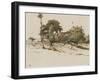 Paysage avec des chaumi?s sous les arbres-Jean-François Millet-Framed Giclee Print