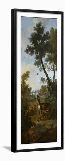 Paysage avec des chevreuils et un renard attaquant un faisan-Christophe Huet-Framed Premium Giclee Print