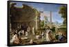 Paysage Avec Ruines Antiques Et Femmes Se Baignant - Landscape with Antique Ruins and Bathing Women-Lambert Sustris-Framed Stretched Canvas