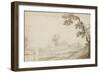 Paysage avec un arbre à droite et un mur à gauche-Cristofano Allori-Framed Giclee Print