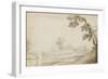 Paysage avec un arbre à droite et un mur à gauche-Cristofano Allori-Framed Giclee Print