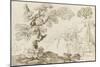 Paysage avec un arbre aux racines découvertes dominant une gorge-Guerchin Le-Mounted Giclee Print