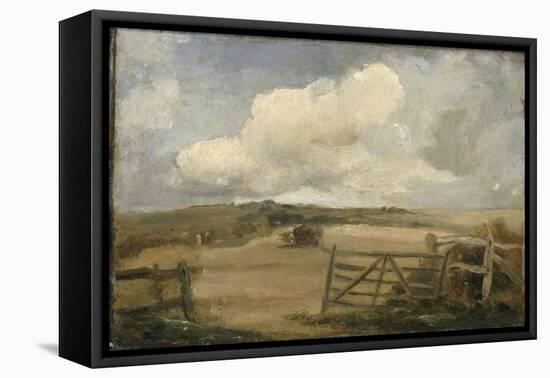 Paysage avec un champ et une barrière-John Constable-Framed Stretched Canvas