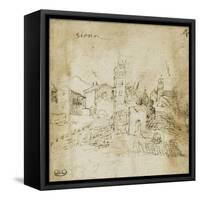 Paysage avec une cité : vue de Sienne-Domenico Beccafumi-Framed Stretched Canvas