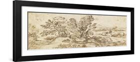 Paysage boisé et vallonné, avec un clocher émergeant au loin-Giovanni Francesco Grimaldi-Framed Giclee Print