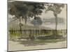 Paysage de la campagne anglaise avec trois arbres et une clôture-Eugene Delacroix-Mounted Giclee Print