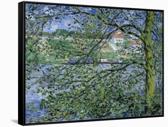 Paysage de la Seine-Claude Monet-Framed Stretched Canvas