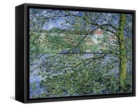 Paysage de la Seine-Claude Monet-Framed Stretched Canvas