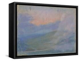 Paysage de montagne au soleil couchant avec effets de nuages-François Garas-Framed Stretched Canvas