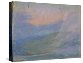 Paysage de montagne au soleil couchant avec effets de nuages-François Garas-Stretched Canvas