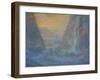 Paysage de montagne avec cascade au soleil couchant-François Garas-Framed Giclee Print