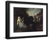 Paysage Du Soir Avec Une Fileuse - Peinture De Jean Antoine Watteau (1684-1721) Evening Landscape W-Jean Antoine Watteau-Framed Giclee Print
