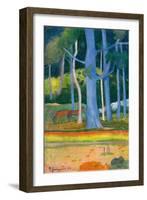 Paysage with Blue Trunks (Paysage aux troncs bleus). 1892-Paul Gauguin-Framed Giclee Print