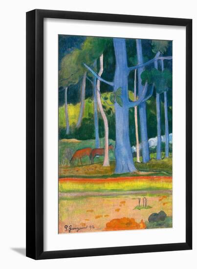Paysage with Blue Trunks (Paysage aux troncs bleus). 1892-Paul Gauguin-Framed Giclee Print
