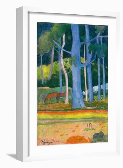 Paysage with Blue Trunks (Paysage aux troncs bleus). 1892-Paul Gauguin-Framed Giclee Print