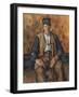 Paysan assis-Paul Cézanne-Framed Giclee Print