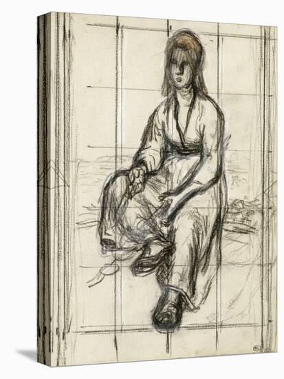 Paysanne assise vue de face-Jean-François Millet-Stretched Canvas
