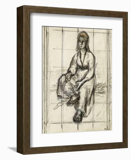 Paysanne assise vue de face-Jean-François Millet-Framed Giclee Print