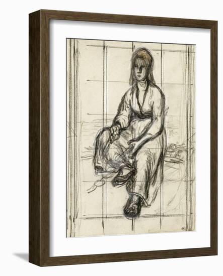 Paysanne assise vue de face-Jean-François Millet-Framed Giclee Print