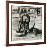 Paysanne Plantant Des Pommes De Terre  (Peasant Woman Planting Potatoes) Dessin De Vincent Van Gog-Vincent van Gogh-Framed Giclee Print